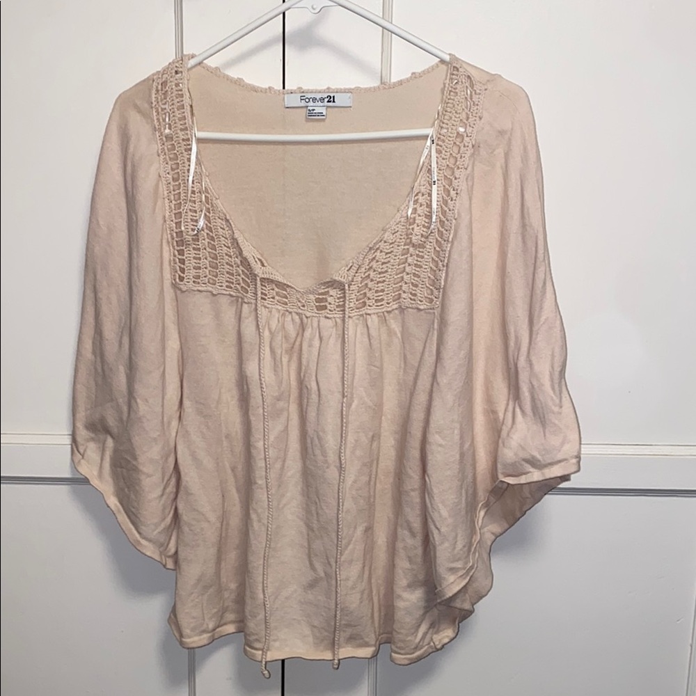 Forever 21 S/P Women's Beige Crochet Top